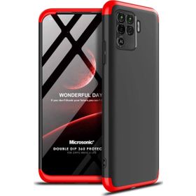 Microsonic Oppo Reno 5 Lite Siyah Kırmızı Double Dip 360 Protective Cep Telefonu Kılıfı