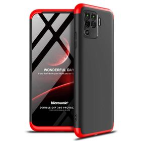 Microsonic Oppo Reno 5 Lite Siyah Kırmızı Double Dip 360 Protective Cep Telefonu Kılıfı