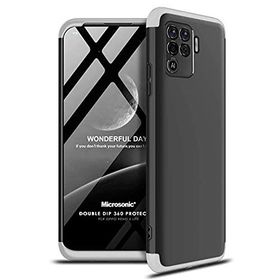 Microsonic Oppo Reno 5 Lite Uyumlu Double Dip 360 Protective Siyah Gri Kılıf