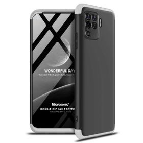 Microsonic Oppo Reno 5 Lite Uyumlu Double Dip 360 Protective Siyah Gri Kılıf