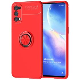 Microsonic Oppo Reno 5 Pro 5G Kickstand Ring Holder Kırmızı Cep Telefonu Kılıfı