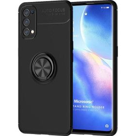 Microsonic Oppo Reno 5 Pro 5G Kickstand Ring Holder Siyah Cep Telefonu Kılıfı
