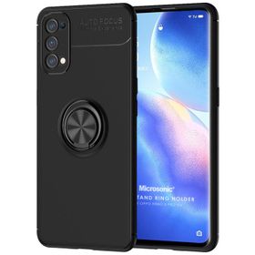 Microsonic Oppo Reno 5 Pro 5G Kickstand Ring Holder Siyah Cep Telefonu Kılıfı