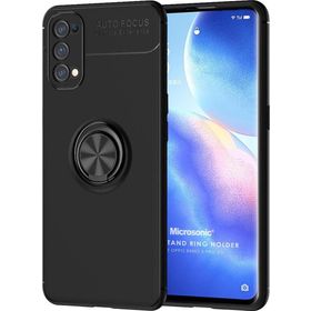 Microsonic Oppo Reno 5 Pro 5G Kickstand Ring Holder Siyah Cep Telefonu Kılıfı