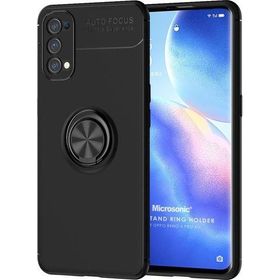 Microsonic Oppo Reno 5 Pro 5G Kickstand Ring Holder Siyah Cep Telefonu Kılıfı