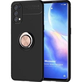 Microsonic Oppo Reno 5 Pro 5G Kickstand Ring Holder Siyah Rose Kılıf
