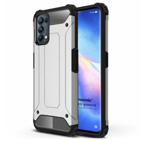 Microsonic Oppo Reno 5 Pro 5G Rugged Armor Gümüş Cep Telefonu Kılıfı