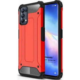Microsonic Oppo Reno 5 Pro 5G Rugged Armor Kırmızı Cep Telefonu Kılıfı