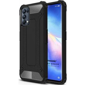 Microsonic Oppo Reno 5 Pro 5G Rugged Armor Siyah Cep Telefonu Kılıfı