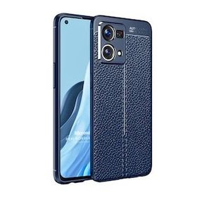 Microsonic Oppo Reno 7 4G Deri Dokulu Silikon Lacivert Kılıf