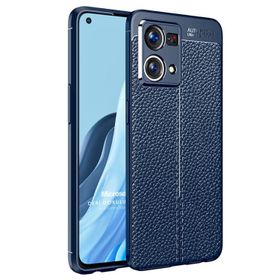 Microsonic Oppo Reno 7 4G Deri Dokulu Silikon Lacivert Kılıf