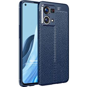 Microsonic Oppo Reno 7 4G Deri Dokulu Silikon Lacivert Kılıf