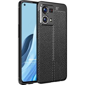 Microsonic Oppo Reno 7 4G Deri Dokulu Silikon Siyah Kılıf
