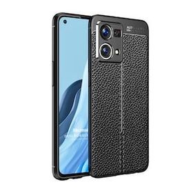Microsonic Oppo Reno 7 4G Deri Dokulu Silikon Siyah Kılıf