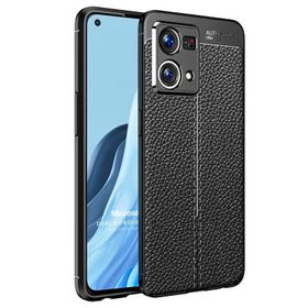 Microsonic Oppo Reno 7 4G Deri Dokulu Silikon Siyah Kılıf