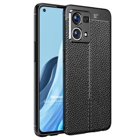 Microsonic Oppo Reno 7 4G Deri Dokulu Silikon Siyah Kılıf