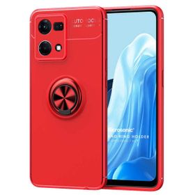 Microsonic Oppo Reno 7 4G Kickstand Ring Holder Kırmızı Kılıf