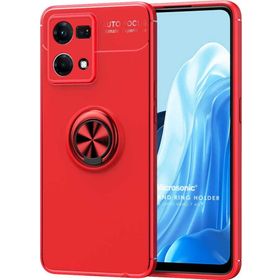 Microsonic Oppo Reno 7 4G Kickstand Ring Holder Kırmızı Kılıf