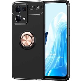 Microsonic Oppo Reno 7 4G Kickstand Ring Holder Rose Siyah Kılıf