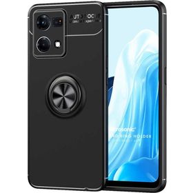Microsonic Oppo Reno 7 4G Kickstand Ring Holder Siyah Kılıf