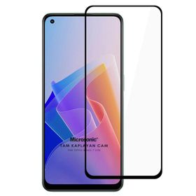 Microsonic Oppo Reno 7 Lite Tam Kaplayan Temperli Siyah Cam Ekran Koruyucu