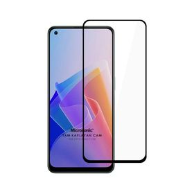 Microsonic Oppo Reno 7 Lite Tam Kaplayan Temperli Siyah Cam Ekran Koruyucu