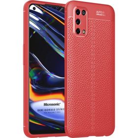 Microsonic Realme 7 Pro Deri Dokulu Silikon Kırmızı Kılıf