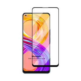 Microsonic Realme 8 Tam Kaplayan Temperli Siyah Cam Ekran Koruyucu