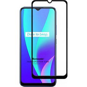 Microsonic Realme C15 Tam Kaplayan Temperli Siyah Cam Ekran Koruyucu