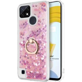 Microsonic Realme C21 Glitter Liquid Holder Pembe Kılıf