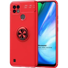 Microsonic Realme C21 Kickstand Ring Holder Kırmızı Kılıf