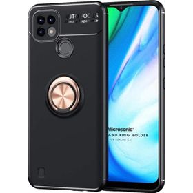 Microsonic Realme C21 Kickstand Ring Holder Siyah Rose Kılıf