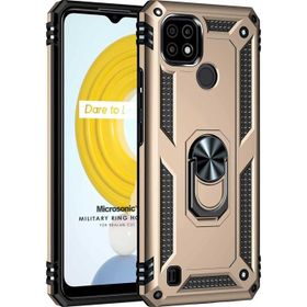 Microsonic Realme C21 Military Ring Holder Gold Kılıf