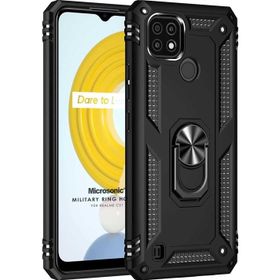 Microsonic Realme C21 Military Ring Holder Siyah Kılıf