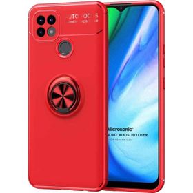 Microsonic Realme C25 Kickstand Ring Holder Kırmızı Kılıf
