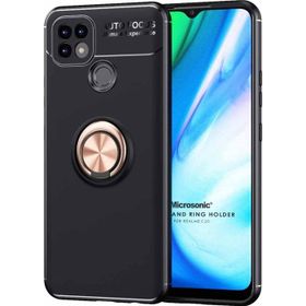 Microsonic Realme C25 Kickstand Ring Holder Siyah Rose Kılıf