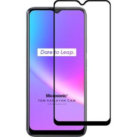 Microsonic Realme C25 Tam Kaplayan Temperli Siyah Cam Ekran Koruyucu