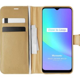 Microsonic Realme C25S Delux Leather Wallet Gold Kılıf