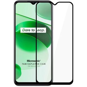 Microsonic Realme C35 Tam Kaplayan Temperli Siyah Cam Ekran Koruyucu