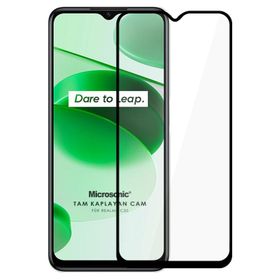 Microsonic Realme C35 Tam Kaplayan Temperli Siyah Cam Ekran Koruyucu