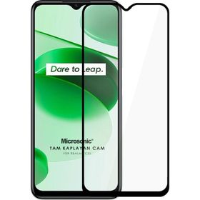 Microsonic Realme C35 Tam Kaplayan Temperli Siyah Cam Ekran Koruyucu