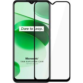 Microsonic Realme C35 Tam Kaplayan Temperli Siyah Cam Ekran Koruyucu