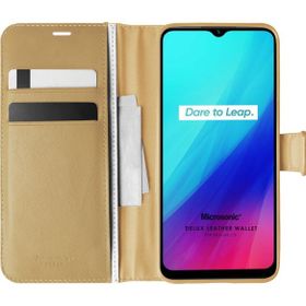Microsonic Realme C3I Delux Leather Wallet Gold Kılıf