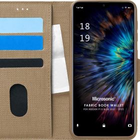 Microsonic Reeder P13 Blue 2021 Fabric Book Wallet Gold Cep Telefonu Kılıfı