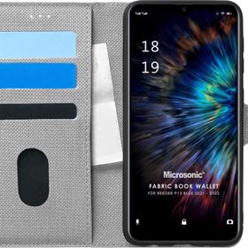 Microsonic Reeder P13 Blue 2021 Fabric Book Wallet Gri Cep Telefonu Kılıfı