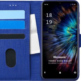 Microsonic Reeder P13 Blue 2021 Fabric Book Wallet Lacivert Cep Telefonu Kılıfı