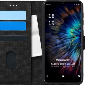 Microsonic Reeder P13 Blue 2021 Fabric Book Wallet Siyah Cep Telefonu Kılıfı