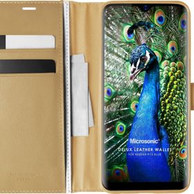 Microsonic Reeder P13 Blue Delux Leather Wallet Gold Cep Telefonu Kılıfı