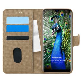 Microsonic Reeder P13 Blue Fabric Book Wallet Gold Cep Telefonu Kılıfı