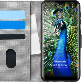 Microsonic Reeder P13 Blue Fabric Book Wallet Gri Cep Telefonu Kılıfı
